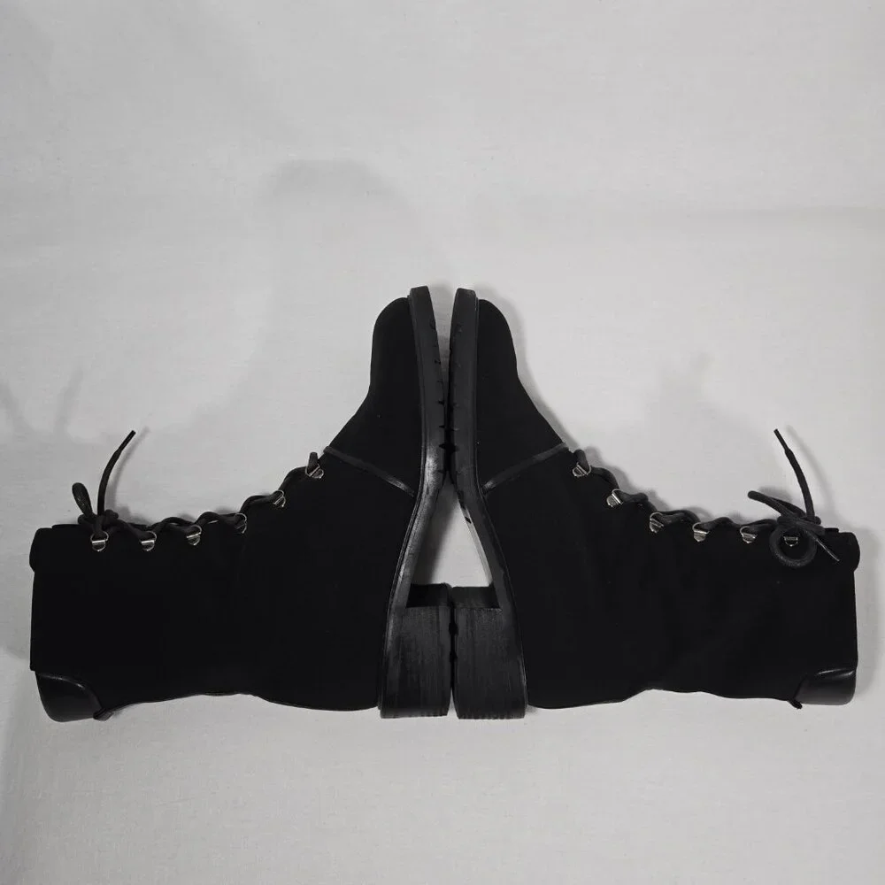 STUART WEITZMAN Eclectic Grandpa BLACK Nylon Upper Combat Boots Women Size 7.5B - Picture 8 of 17